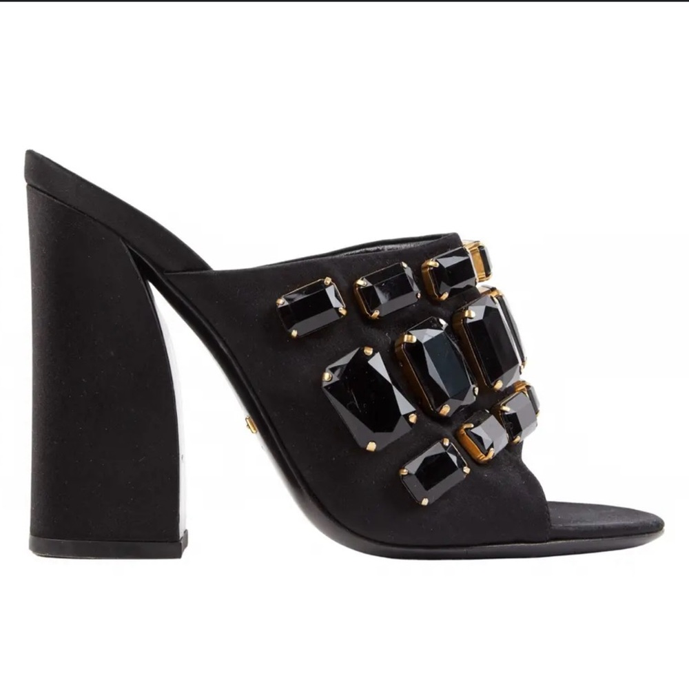 Gucci Black Embellished Mules with Block Heel